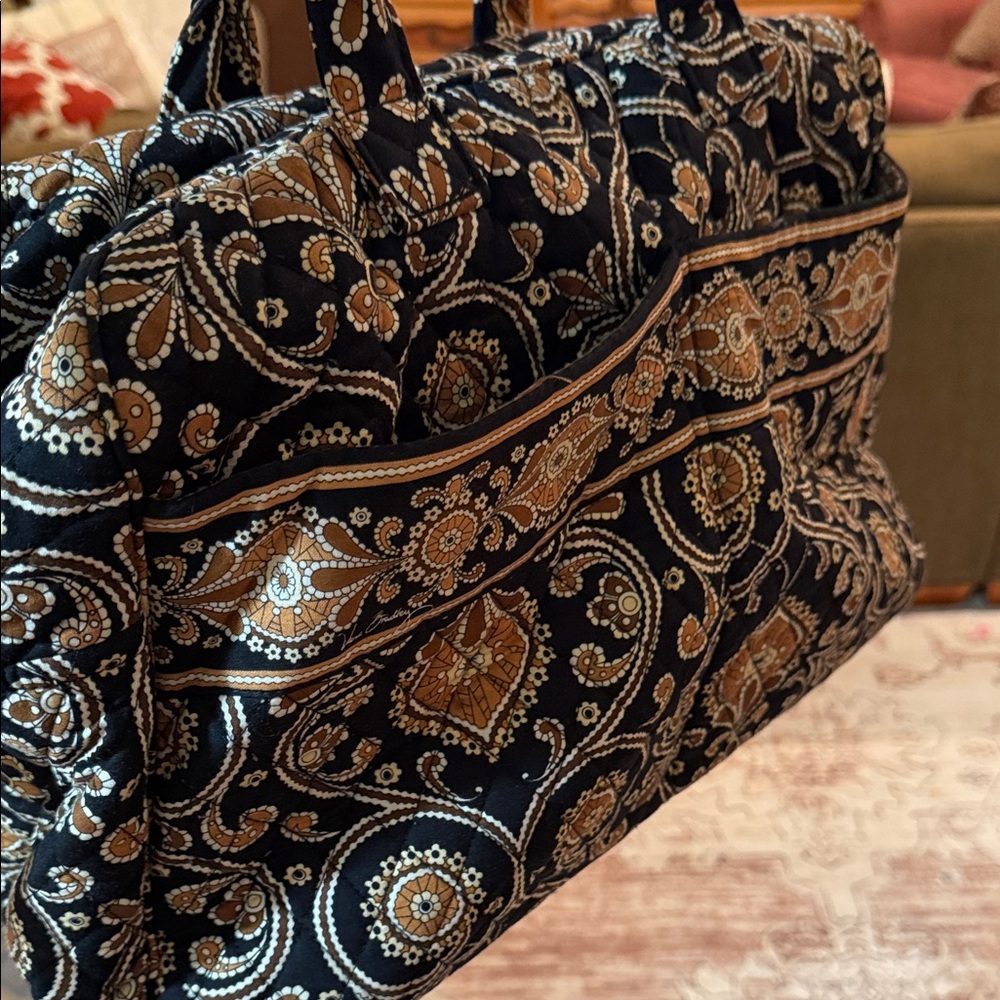 Vera Bradley Black and Tan Women's Travel Bag - Picture 4 of 5